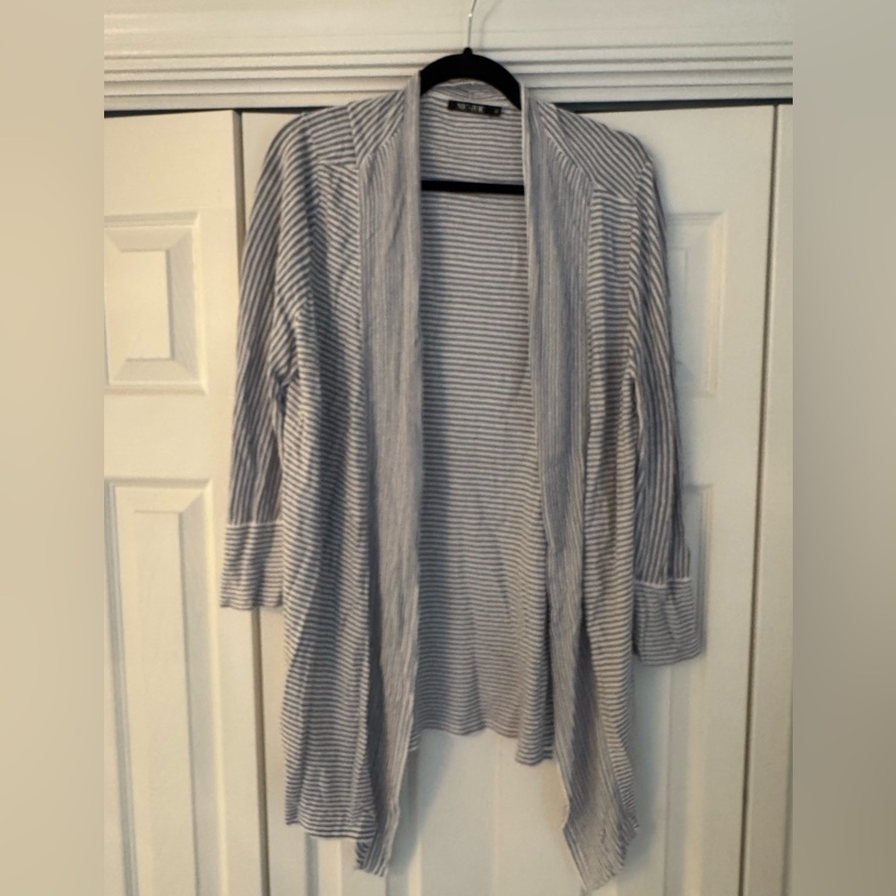 NIC+ZOE Blue and White Striped Cardigan